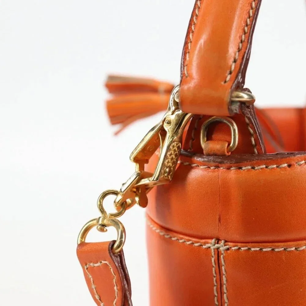 PRADA Shoulder Bag Leather 2way Orange Gold - Picture 7 of 15